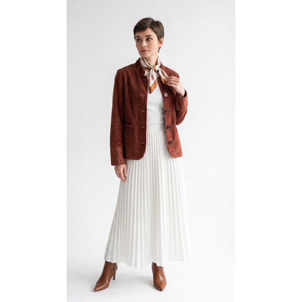 Alessia Santi Chestnut Brown Corduroy Jacket Italy Euro Style Dark Academia